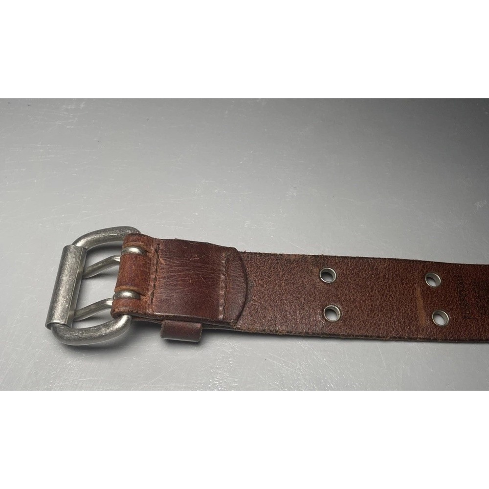 Aeropostale Studded Brown Leather Double Prong 9916 Belt Size L - Picture 7 of 13